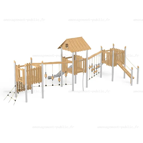 Structure pour aires de jeux extérieurs en bois de robinier